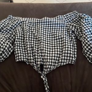 flowy checkered crop top